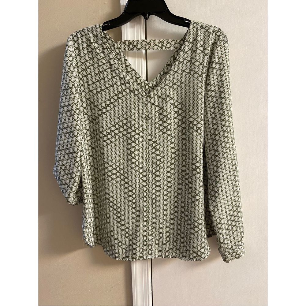 LOFT Black and White Patterned Blouse